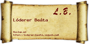 Lóderer Beáta névjegykártya